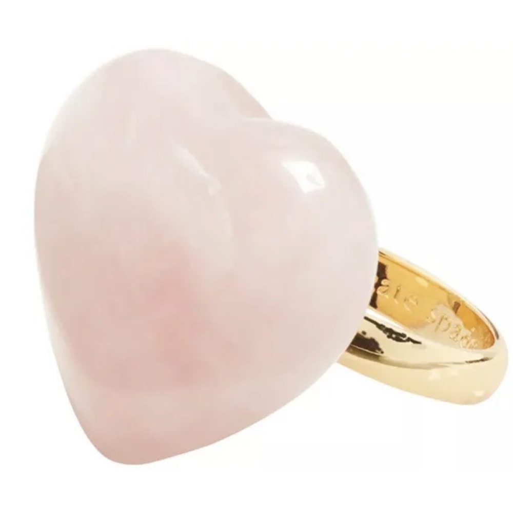 KATE SPADE NY Heart Rose Quartz Pink Stone Ring size 8 w/ dust bag - Picture 3 of 8